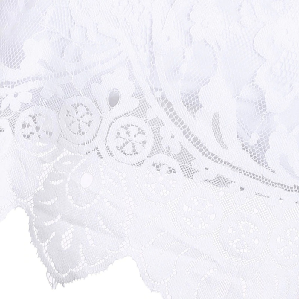 Lace ruffle halter tie bandeau style white bikini - Picture 5 of 7